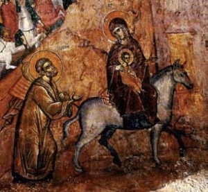 Ἡ φυγὴ στὴν Αἰγυπτο, τοιχογραφία Ἱ.Μ. Ἁγίου Νεοφύτου, Κύπρος