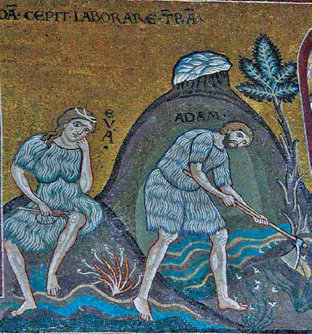 Αδάμ καὶ Εὔα, ψηφιδωτό, Duomo di Monreale, Σικελία